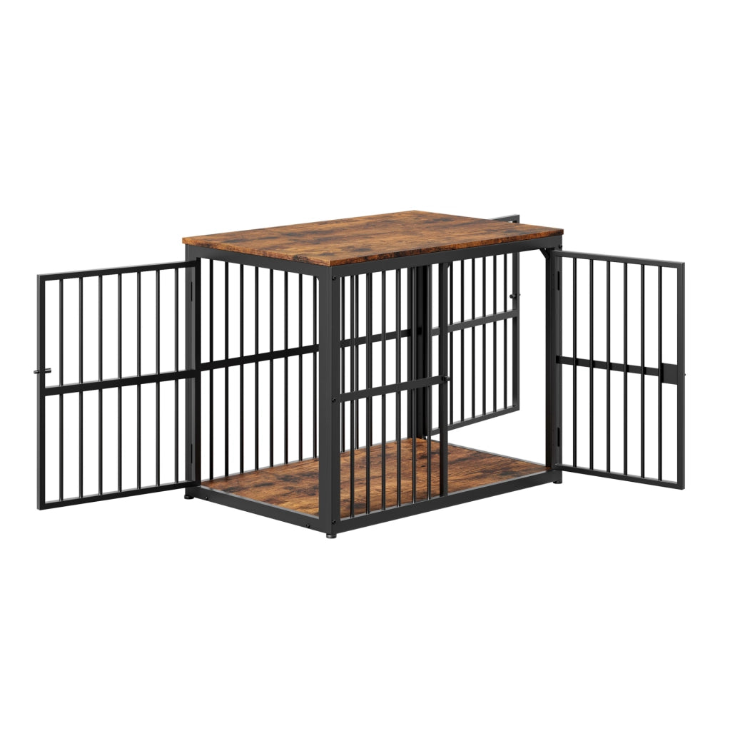 Gabbia per cani modulare 84x56x66 cm con 3 porte; piano impermeabile nero e marrone HOMVRA