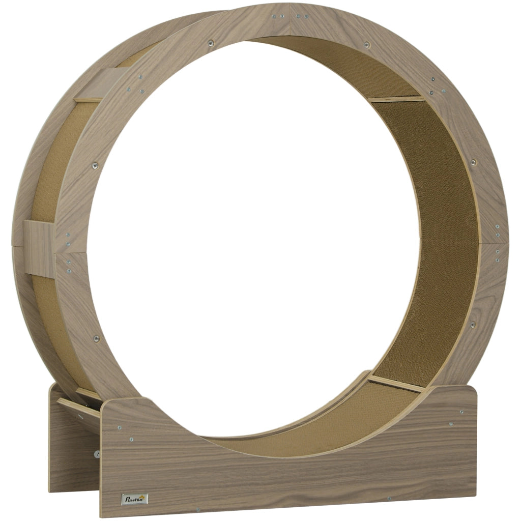 RUOTA PER GATTI 91 cm con freno e tappetino tiragraffi, legno colore noce