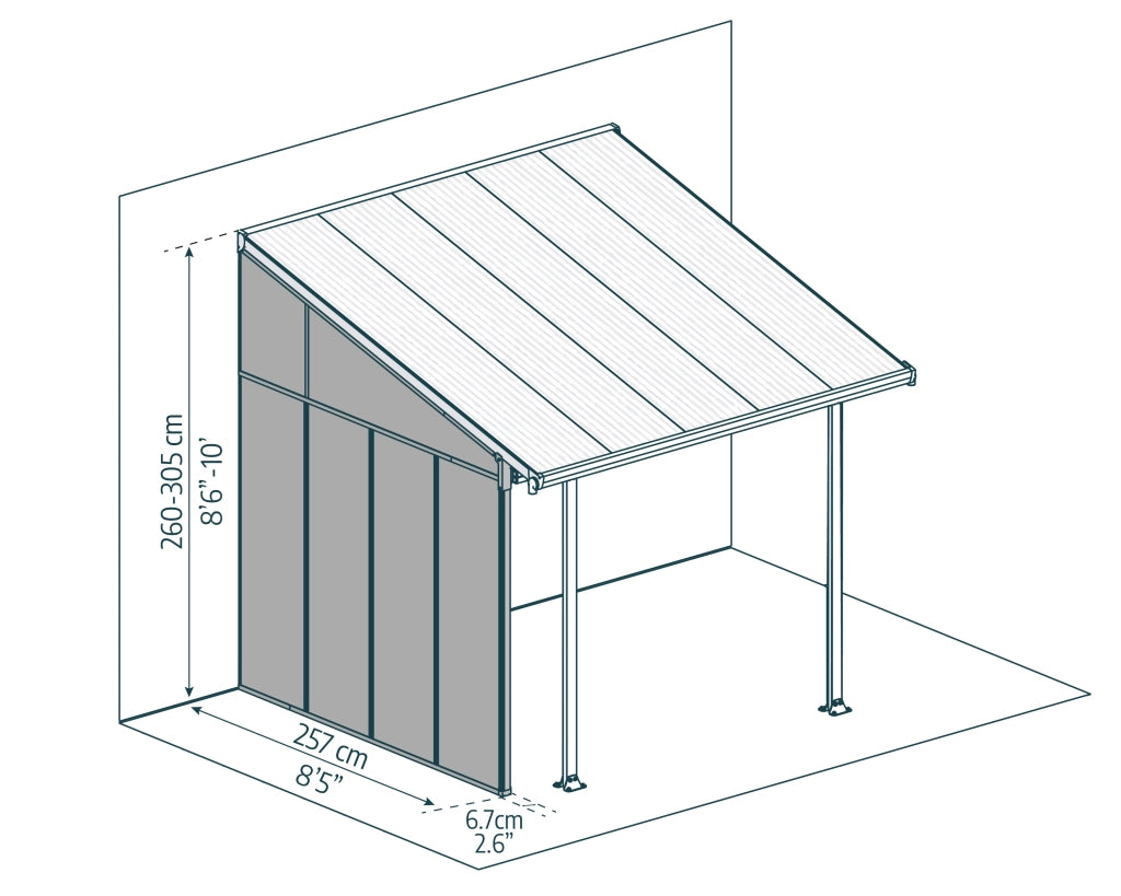 Parete laterale 3m Pergola Grigio