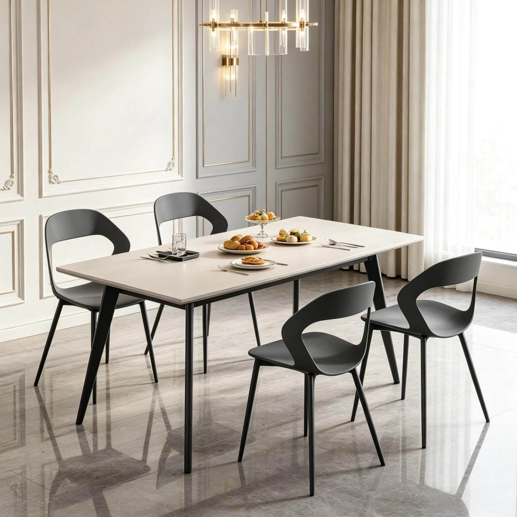 Set di 4 sedie da pranzo 51x44x83 cm in PP grigio con gambe in metallo