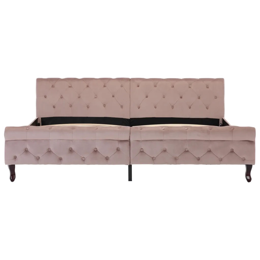 Giroletto-Struttura Letto Rosa in Velluto 200x200 cm