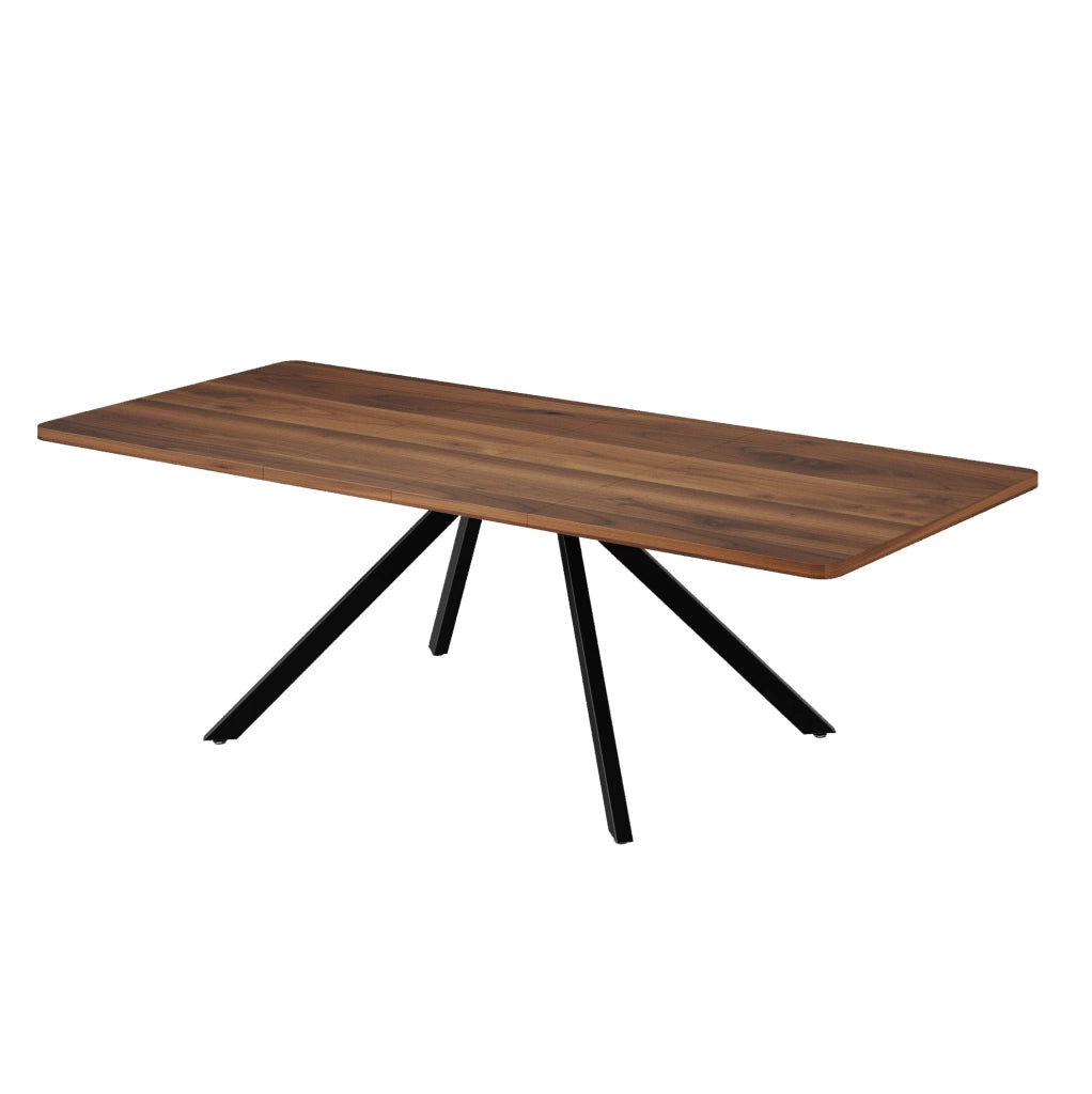 Tavolo da pranzo allungabile in MDF, 160/200/240×90 cm, struttura metallica, colore noce, per 6-10 persone