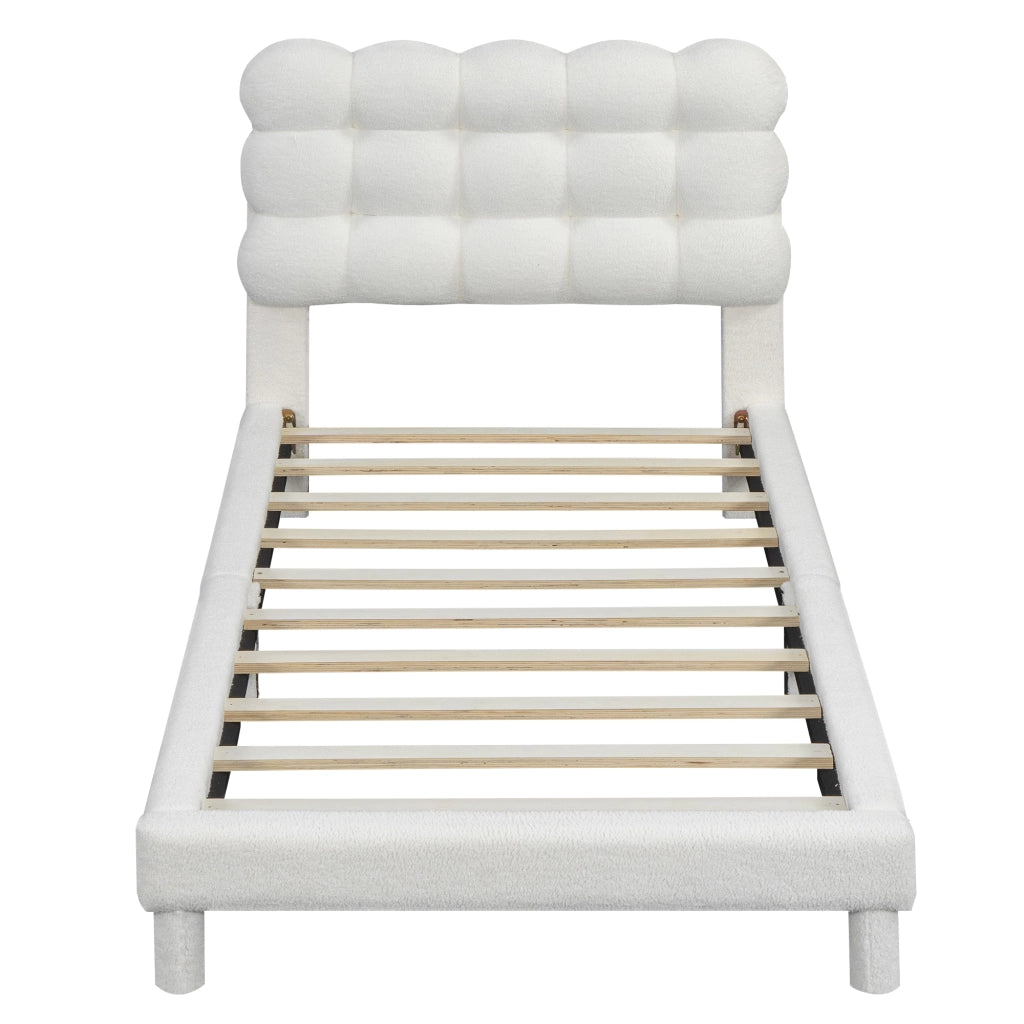 letto imbottito plush bianco 90 x 200 cm