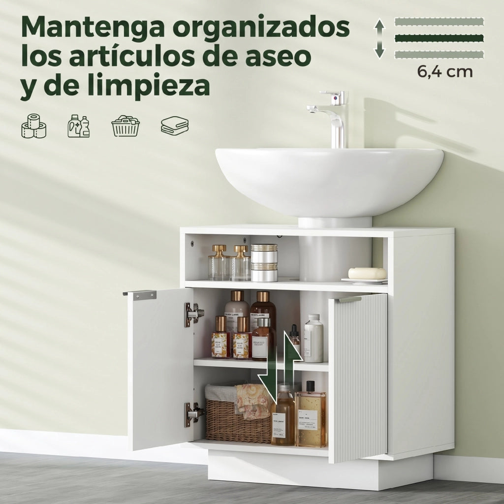 Mobiletto Sottolavabo con 2 Ante e Ripiano Aperto ¨C Minimal ¨C 60x33x63 cm Bianco
