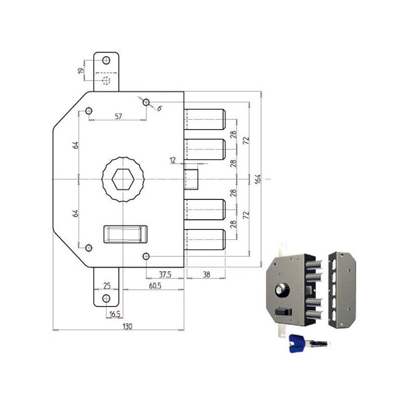 Serratura Sic.Triplice Dx Pompa 3250P Cr