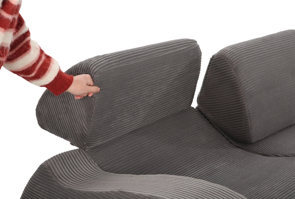 Divano modulare Cloud in tessuto a coste grigio con funzione letto