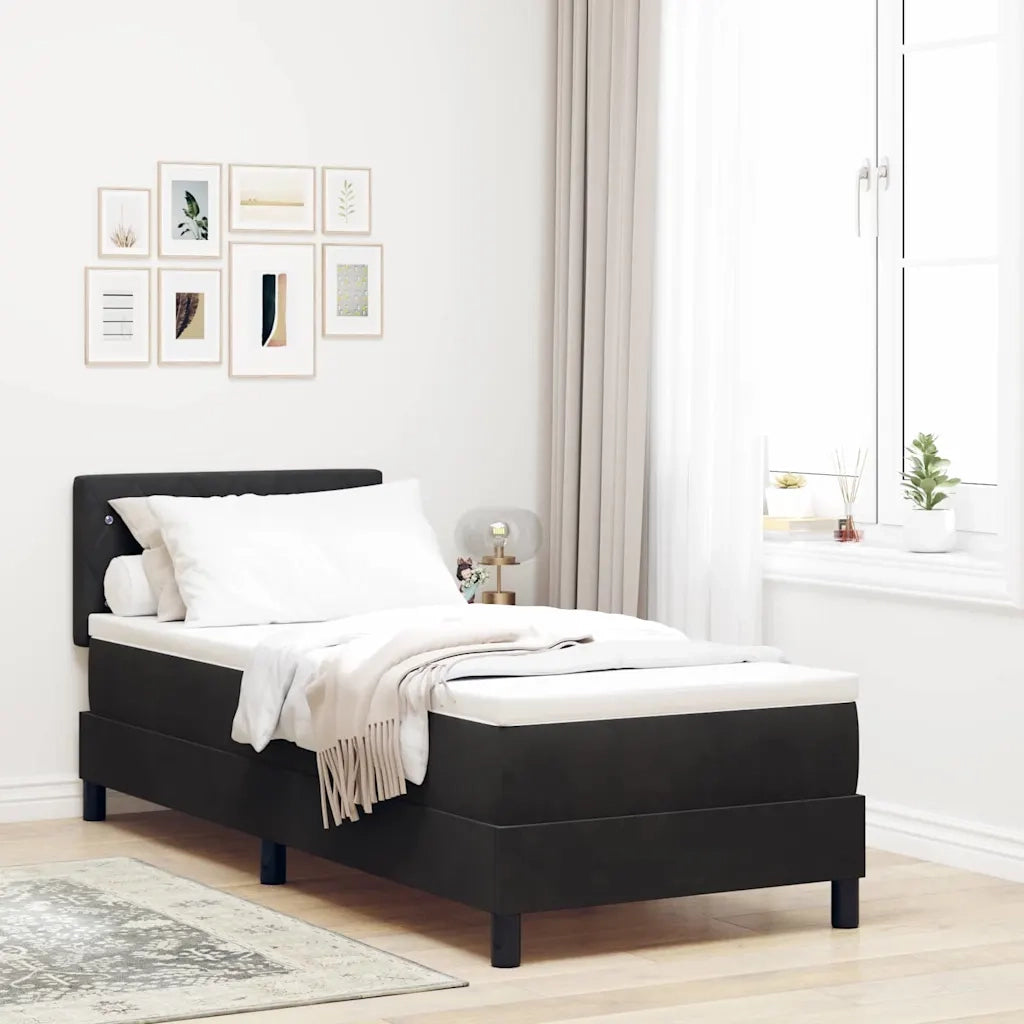Letto a Sorgente LED con materasso Nero 80 x 200 cm Velluto