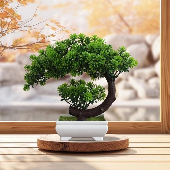 Bonsai Kunstboom, 22 cm, Bonsai Kunstmatico, Verlichting Naturale per Ridurre lo Stress, Decorazione per Interni, Ufficio e Giardino