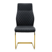 Sedie da sala da pranzo set 2 con schienale alto ergonomico e imbottitura, in similpelle PU nera e metallo dorato