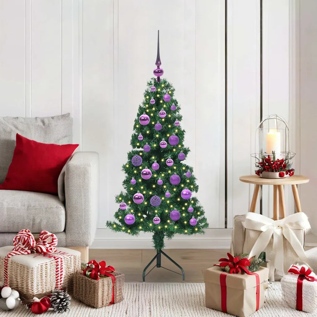 Albero di Natale Artificiale Angolare con 150 LED Verde 120 cm 3397247