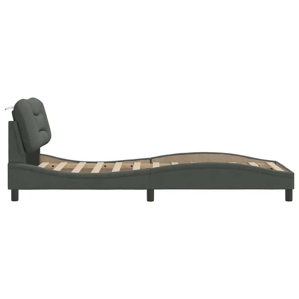 Giroletto senza Materasso-Struttura Letto Hvar Grigio Scuro 80x200 cm Tessuto