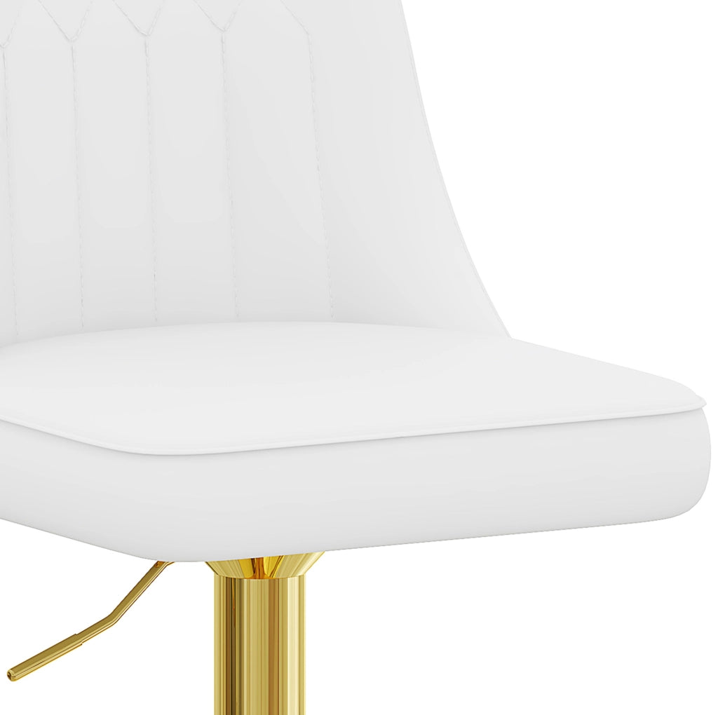 Set 2 sgabelli da bar regolabili e girevoli 360° in PU bianco e metallo dorato HOMVRA