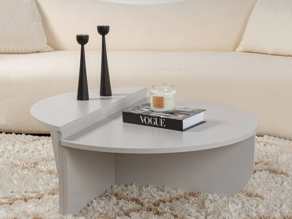 Mansue, Tavolino da Salotto Peso Massimo Supportato 15 kg, 90x60x35h cm Grigio