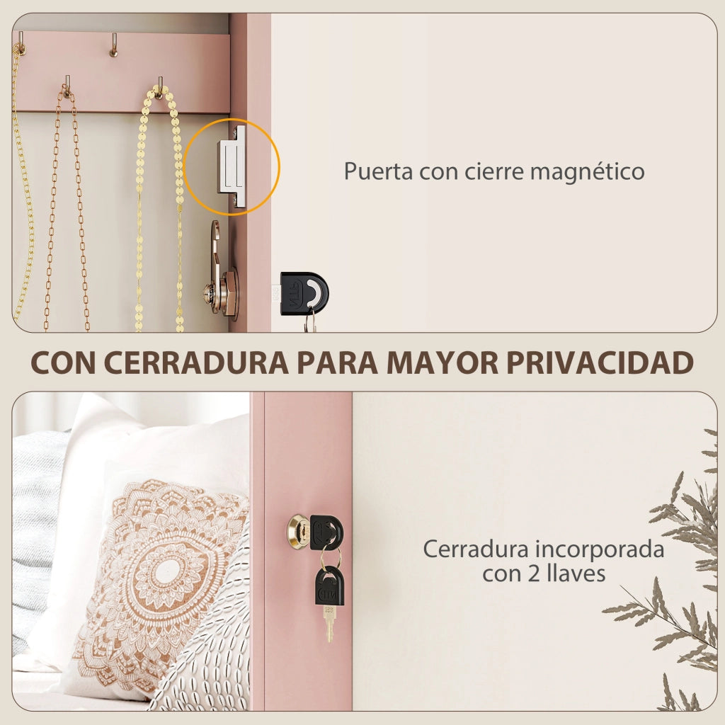 Specchiera con cassetti e chiusura ¨C Minimal ¨C rosa e beige 60x40x138