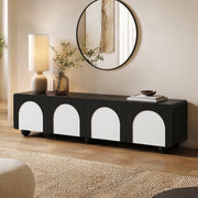 Mobile TV 180x38x45 cm con 2 cassetti e 2 ante in MDF nero e bianco