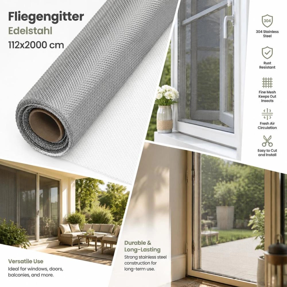 Stainless Steel Fly Screen 112x2000 Cm Silver