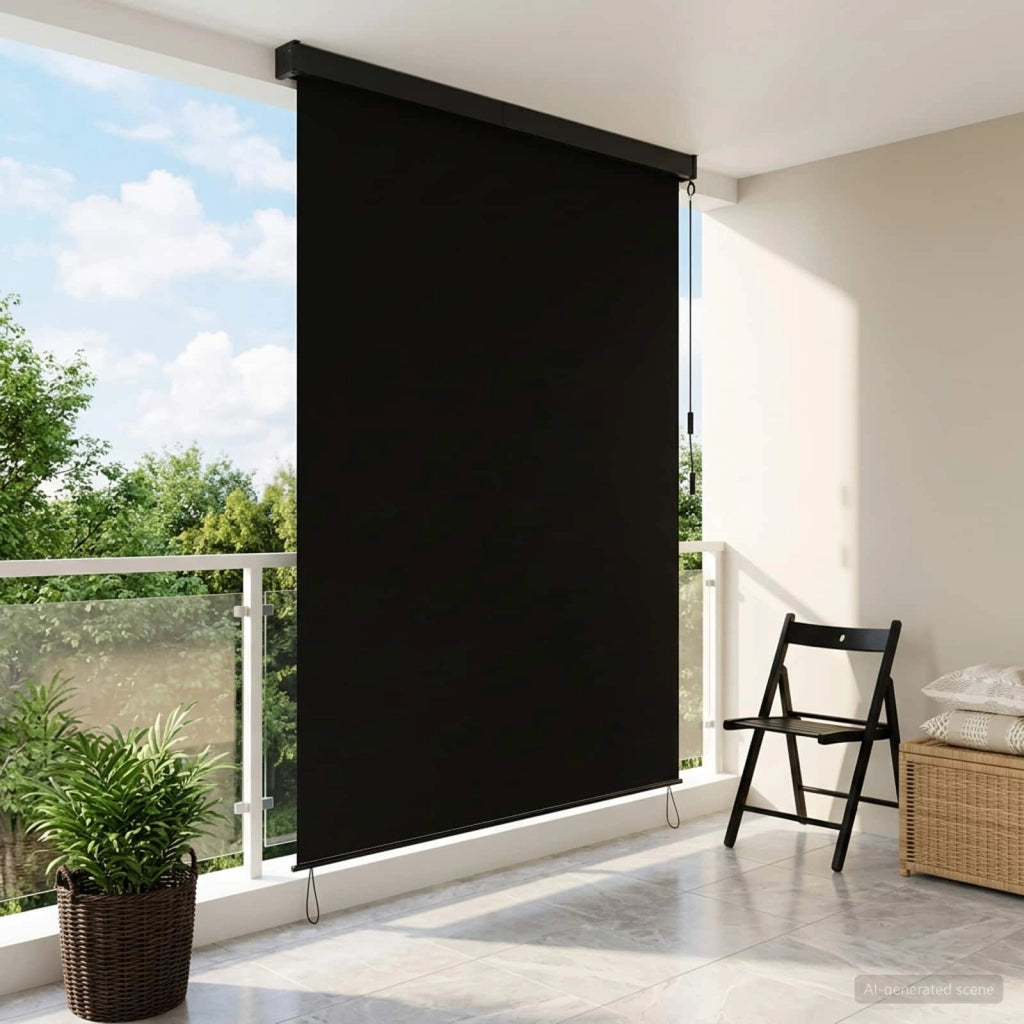 Tenda a rullo Nero 180 x 250 cm Tessuto e Alluminio 42037197