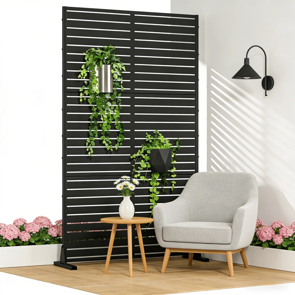Pannello Divisorio Nodepp da Esterno in Acciaio Zincato 180x120 cm Nero casa.pro
