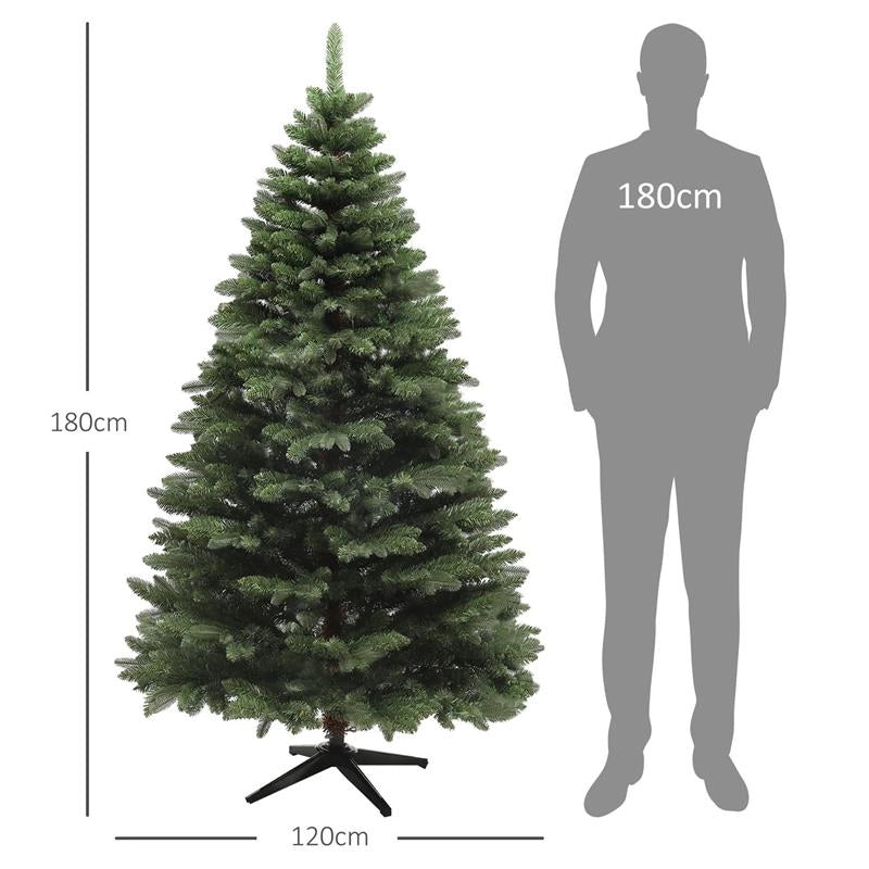 ALBERO DI NATALE IN PLASTICA CON 1050 RAMI E BASE PIEGHEVOLE IN ACCIAIO Ø 120X180 CM VERDE