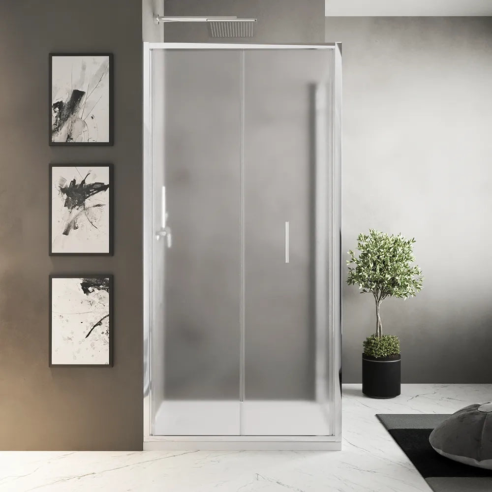 Box doccia slim 80x90cm con porta a libro e parete fissa profili cromati e vetro 6mm opaco h190| Portofino