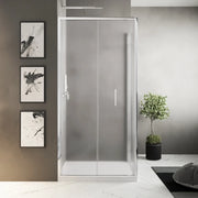 Box doccia slim 80x90cm con porta a libro e parete fissa profili cromati e vetro 6mm opaco h190| Portofino