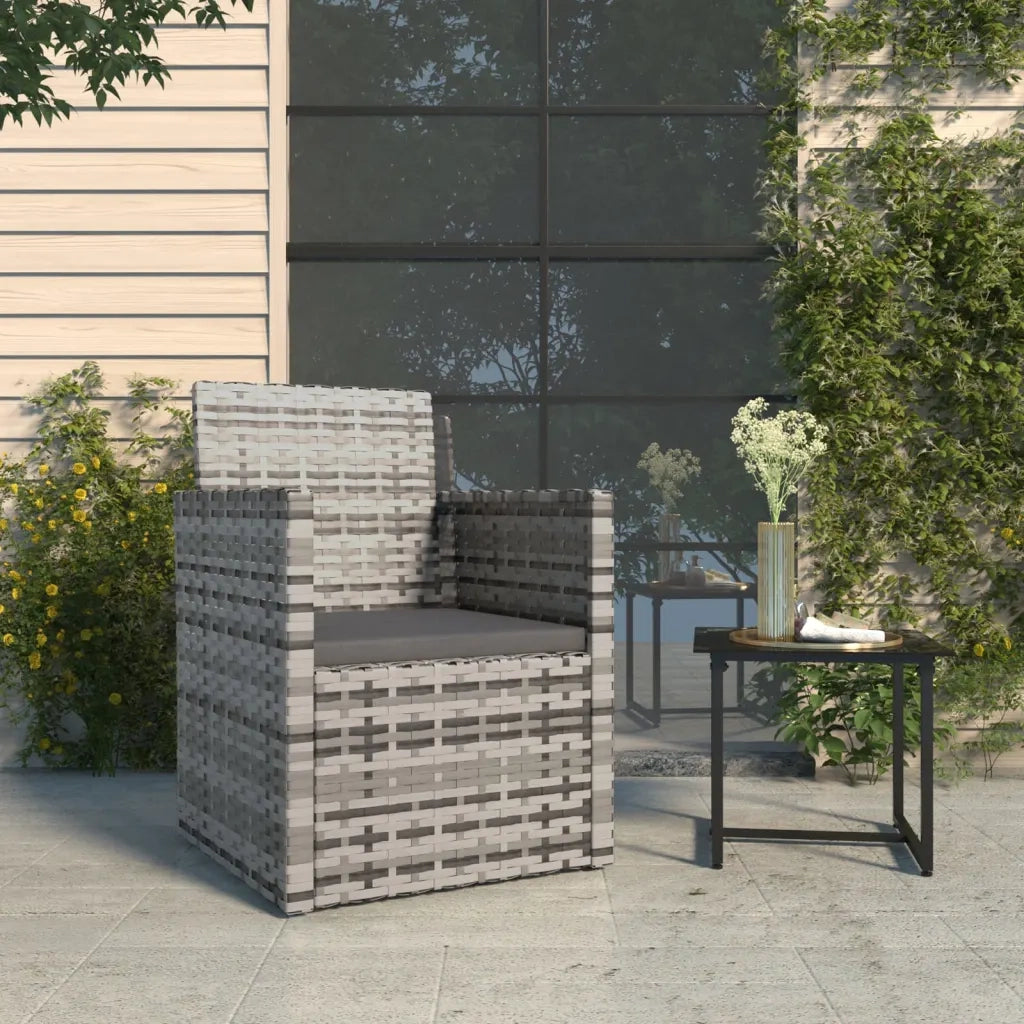 Poltroncina-Poltrona da Giardino con Cuscino Grigio in Polyrattan 704945