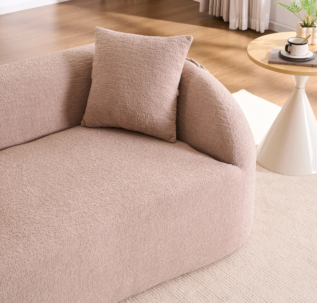 Divano modulare moderno 2 posti in tessuto Chenille beige Apricot, senza montaggio, ideale per piccoli spazi