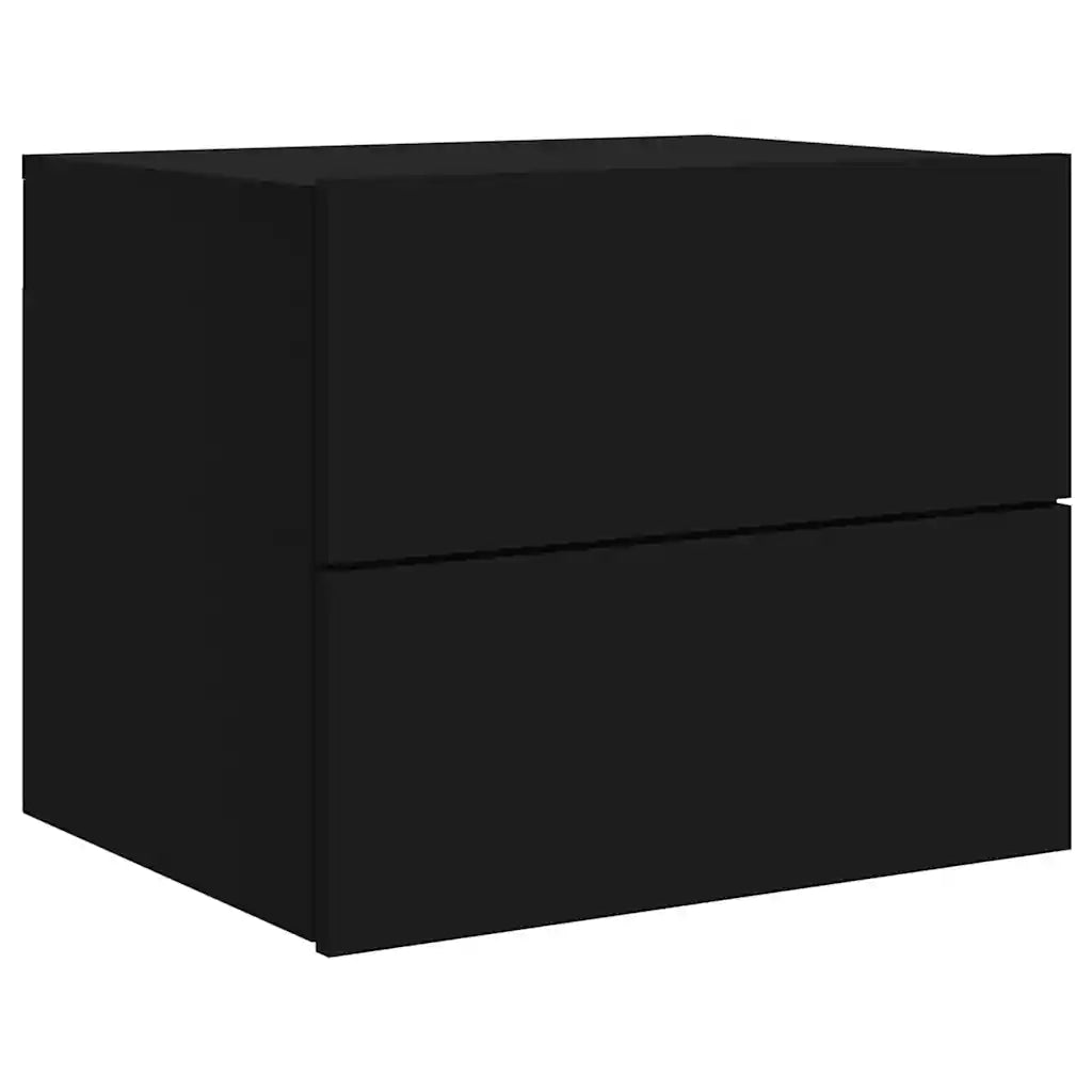 Comodini a Parete con Luci LED 2 pz Neri 836815