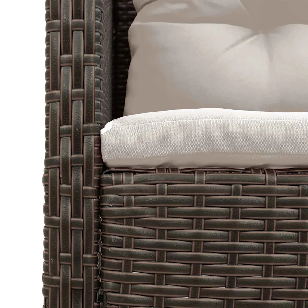 Set Divano da Giardino 6 pz | Set Salotto da Giardino Marrone e Crema polyrattan