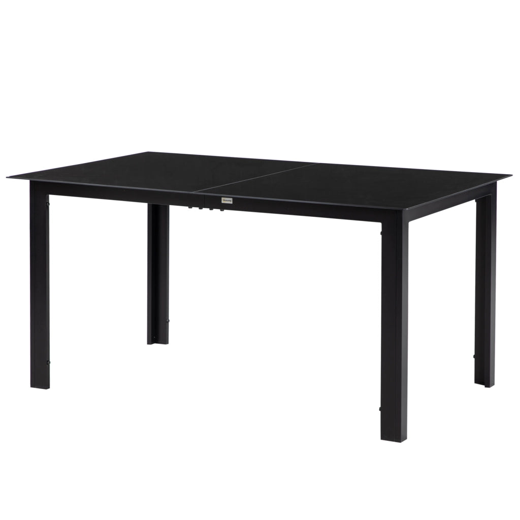 Tavolo da giardino rettangolare 6 persone in alluminio e vetro temperato 150 x 90 x 74 cm nero robusto per esterno
