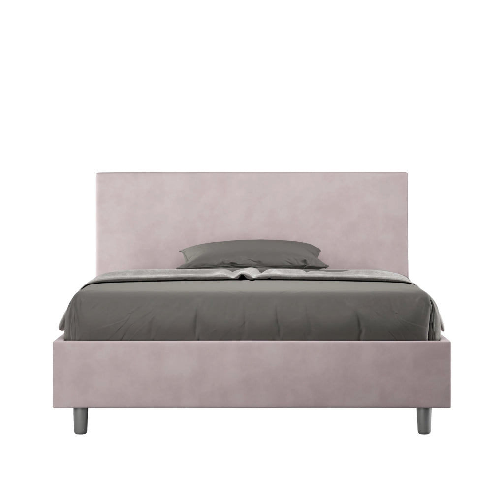 BS COM Letto una piazza e mezza con rete imbottito 130x190 microfibra glicine