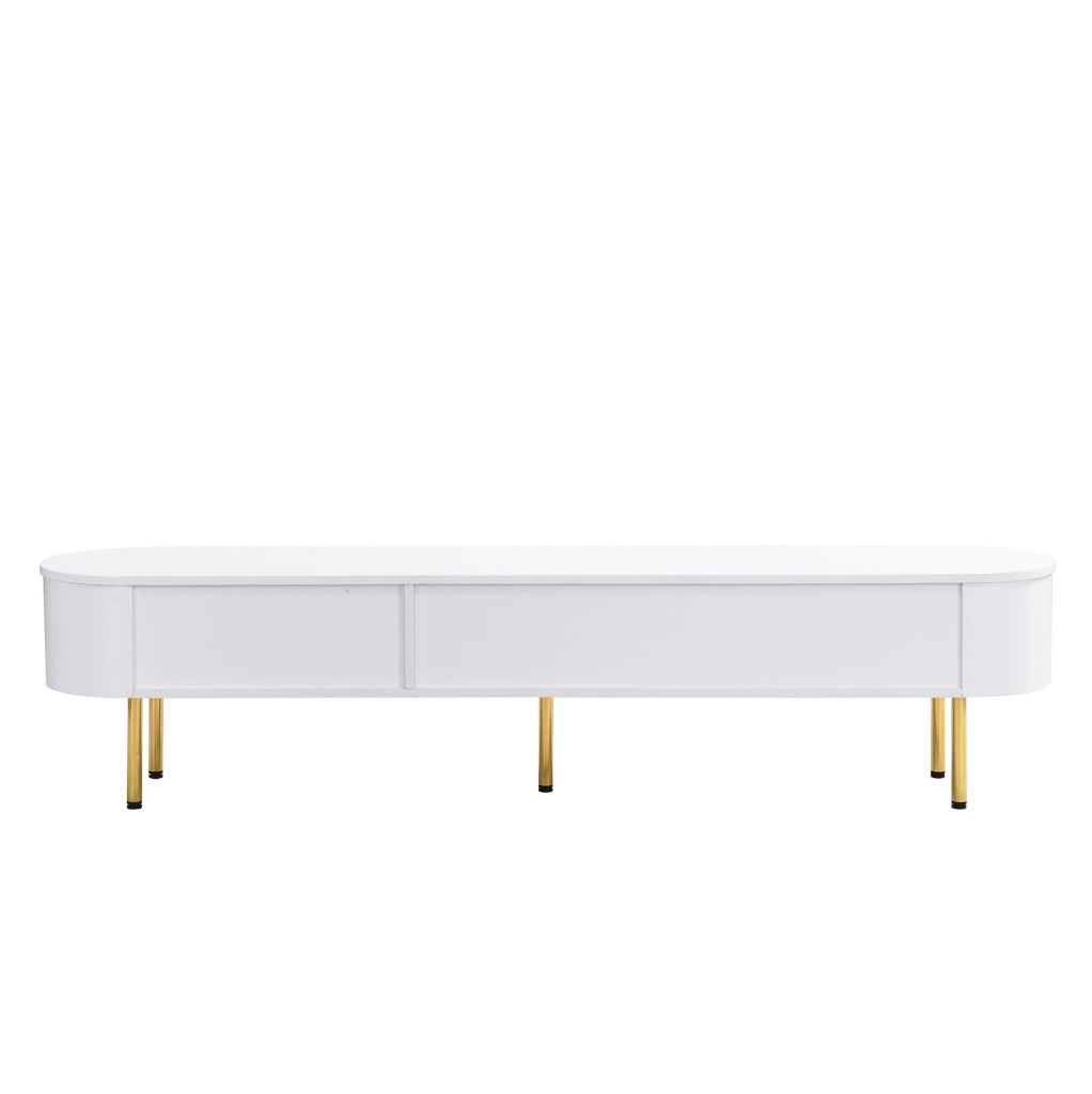 Set tavolino da caffè e mobile TV con cassetti; MDF; bianco e oro