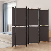 Divisorio Ambienti | Divider per stanze | Paravento a 6 Pannelli Marrone 300x200 cm in Tessuto