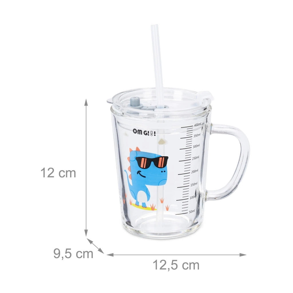 Set di 2 bicchieri per bambini con manico motivo dinosauro pratico e carino 15 x 10 x 10 cm in plastica verde 13_0012662