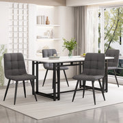 Set tavolo da pranzo 140x80 cm con 4 sedie in lino grigio scuro e struttura nera