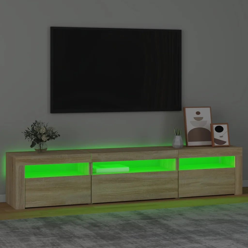 Mobile Porta TV con Luci LED Rovere Sonoma 195x35x40 cm 3152740