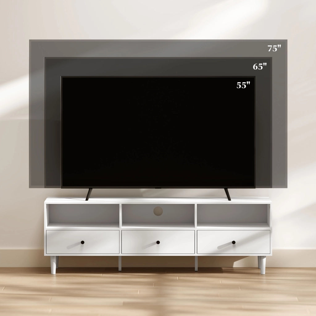 Mobile TV con 3 cassetti e 3 ripiani aperti ¨C Minimal ¨C Bianco 120x30x50 cm