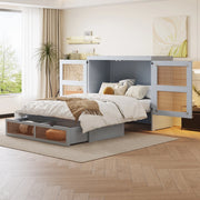 Letto a scomparsa verticale 140x200 cm con cassetti in pino, compensato e MDF grigio