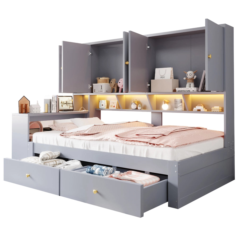 letto multifunzione mdf grigio 95 x 235 cm