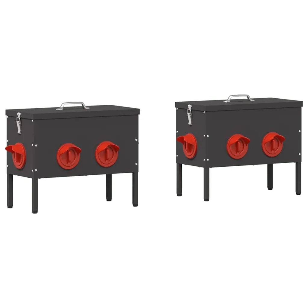 Feeder per pollo 2 pcs Nero 41,5 x 20,5 x 33 cm 879987