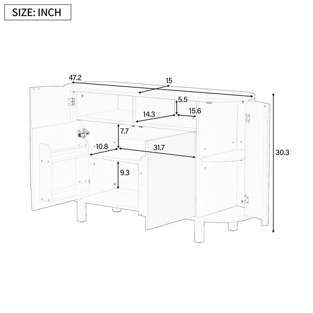Sideboard Multiuso con Ante e Ripiani ¨C MINIMAL ¨C Bianco
