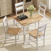 Set da 2 Sedie da Cucina in Legno di Caucciù con Schienale a Doghe Curvo, Bianco