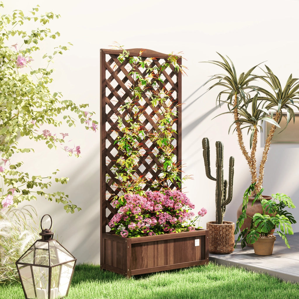 Fioriera con Griglia Legno ¨C zephmum ¨C Marrone 76x36x170 cm