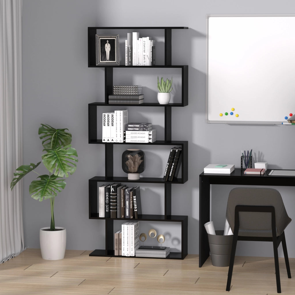 Libreria con 6 ripiani ¨C Xylo ¨C legno nero 80x23x192 cm
