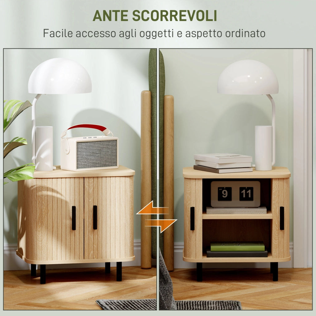 Comodini Set 2 ¨C zephmum ¨C Legno e Acciaio, Rovere e Nero, 48x40x48 cm