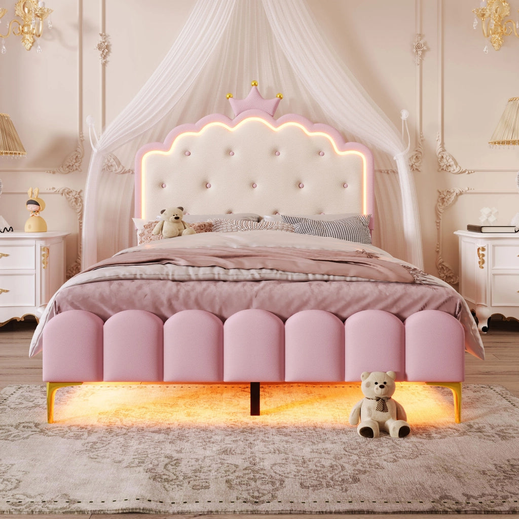letto imbottito pu rosa 140 x 200 cm