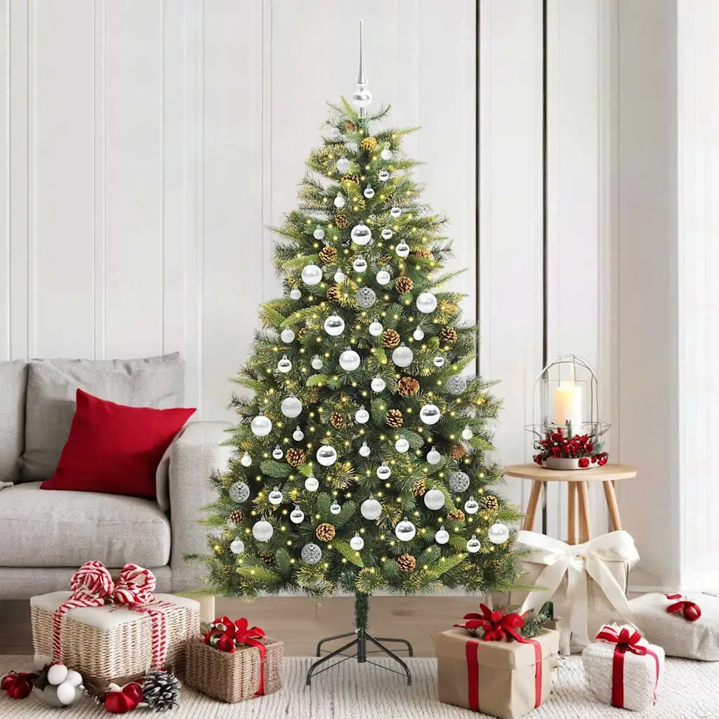 Albero di Natale artificiale pieghevole con coni Verde 180 cm 3395094