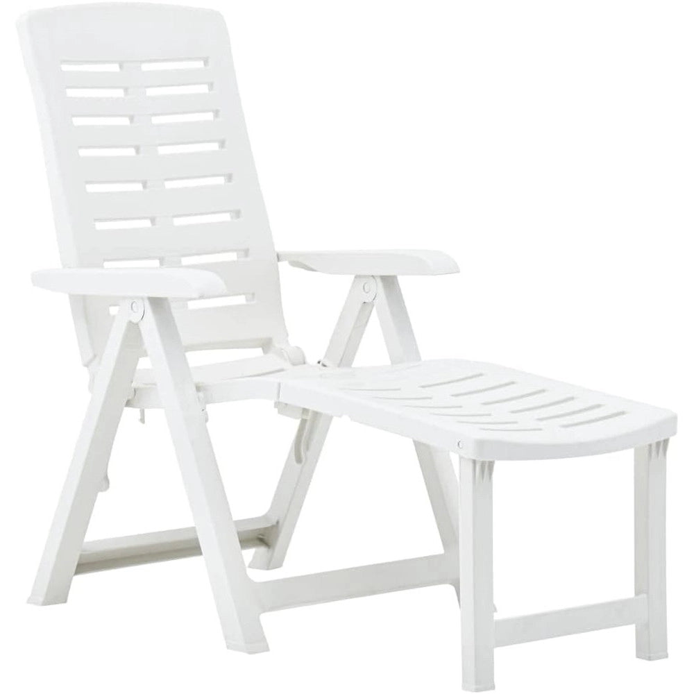 Trade Shop - Poltrona Lettino Prendisole Pieghevole Con Poggiapiedi Bianco 60x108x109 Cm 015933 -