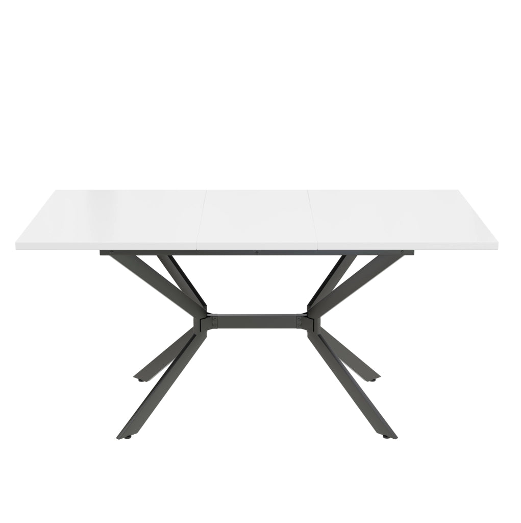 Tavolo da pranzo allungabile bianco 120-160x80 cm con gambe in metallo nero, per 4-6 persone