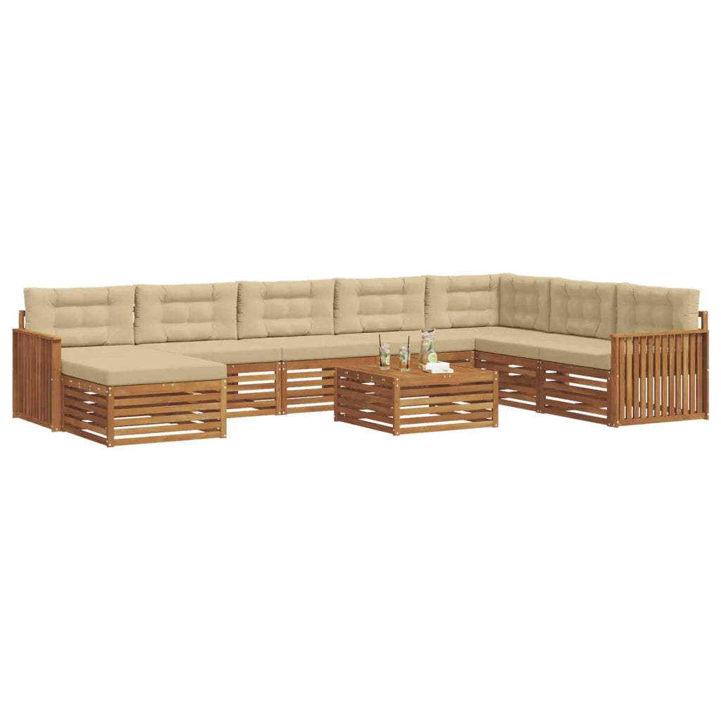 Set di divani da esterno con cuscino 9 pcs Naturale e Beige 3373978
